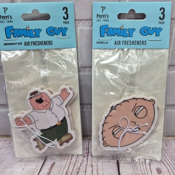 Perri's Other - Family Guy Air Fresheners  Peter Griffin and Stewie, Lot Of 2-3 Packs